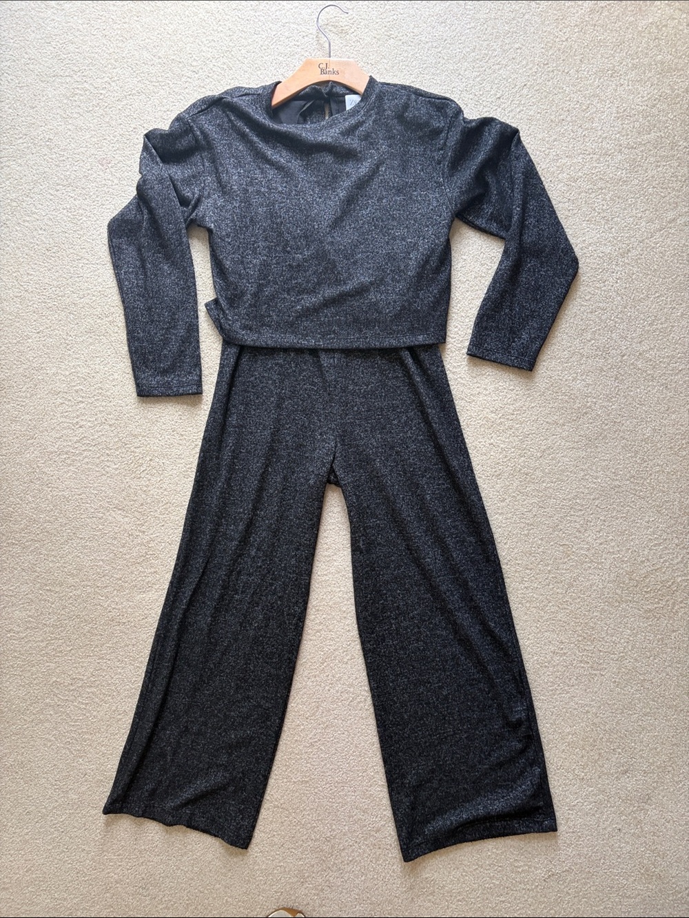 Zara Girls Sz.13-14 Charcoal Long Sleeve one piece Pant set
